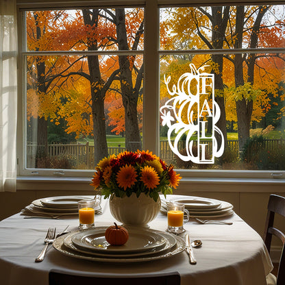 Vinyl Wall Art Decal - 3 Fall pumpkings - 25'' x 16'' Festive Thanksgiving Vinyl Wall Art Decal Sticker Design for Dining Room Office Classroom