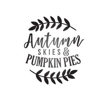 Vinyl Wall Art Decal - Autumn Skies and Pumpkin Pies - 22'' x 19'' Festive Thanksgiving Vinyl Wall Art Decal Sticker Design for Dining Room Office Classroom