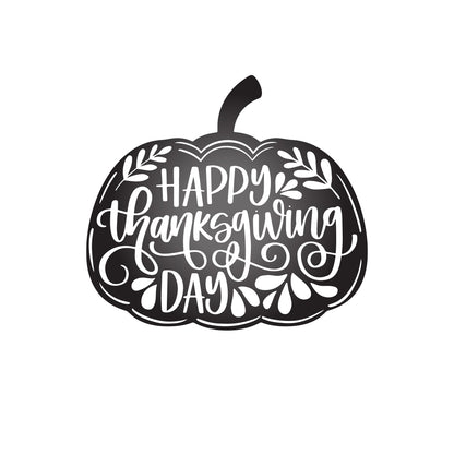 Vinyl Wall Art Decal - ''Happy Thanksgiving Pumpkin'' - 22'' x 11'' Festive Thanksgiving Vinyl Wall Art Decal Sticker Design for Dining Room Office Classroom