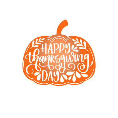 Vinyl Wall Art Decal - ''Happy Thanksgiving Pumpkin'' - 22'' x 11'' Festive Thanksgiving Vinyl Wall Art Decal Sticker Design for Dining Room Office Classroom