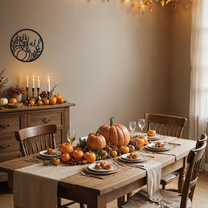 Vinyl Wall Art Decal - ''Hello Fall'' - 16'' x 16'' Festive Thanksgiving Vinyl Wall Art Decal Sticker Design for Dining Room Office Classroom