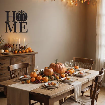 Vinyl Wall Art Decal - ''Pumpkin Home'' - 22'' x 22'' Festive Thanksgiving Vinyl Wall Art Decal Sticker Design for Dining Room Office Classroom