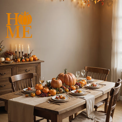 Vinyl Wall Art Decal - ''Pumpkin Home'' - 22'' x 22'' Festive Thanksgiving Vinyl Wall Art Decal Sticker Design for Dining Room Office Classroom