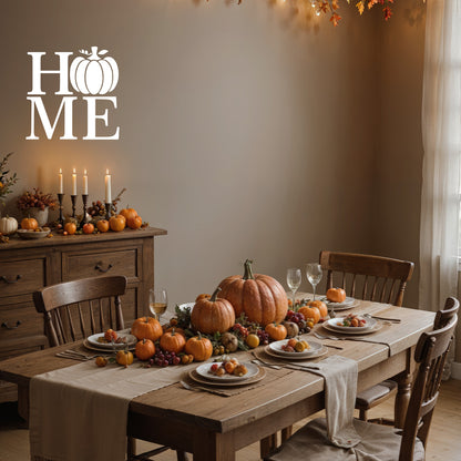 Vinyl Wall Art Decal - ''Pumpkin Home'' - 22'' x 22'' Festive Thanksgiving Vinyl Wall Art Decal Sticker Design for Dining Room Office Classroom