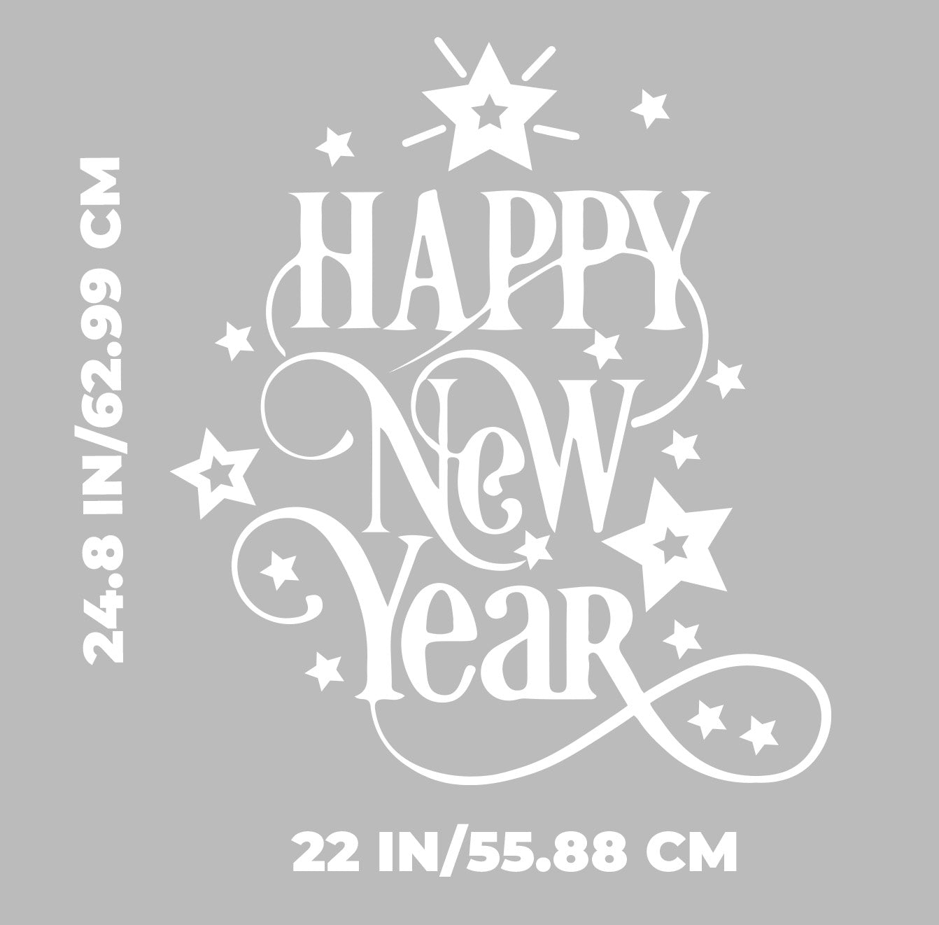 Vinyl Wall Art Decal - Happy New Year - 24.8" x 22" - Christmas Holiday Seasonal Sticker - Home Apartment Wall Door Window Work Decor Decals