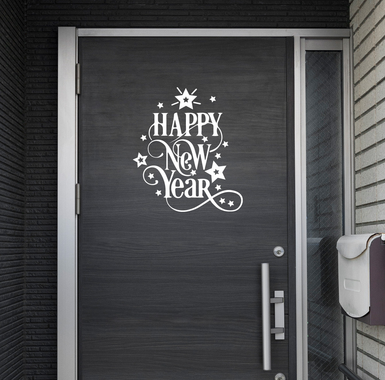 Vinyl Wall Art Decal - Happy New Year - 24.8" x 22" - Christmas Holiday Seasonal Sticker - Home Apartment Wall Door Window Work Decor Decals