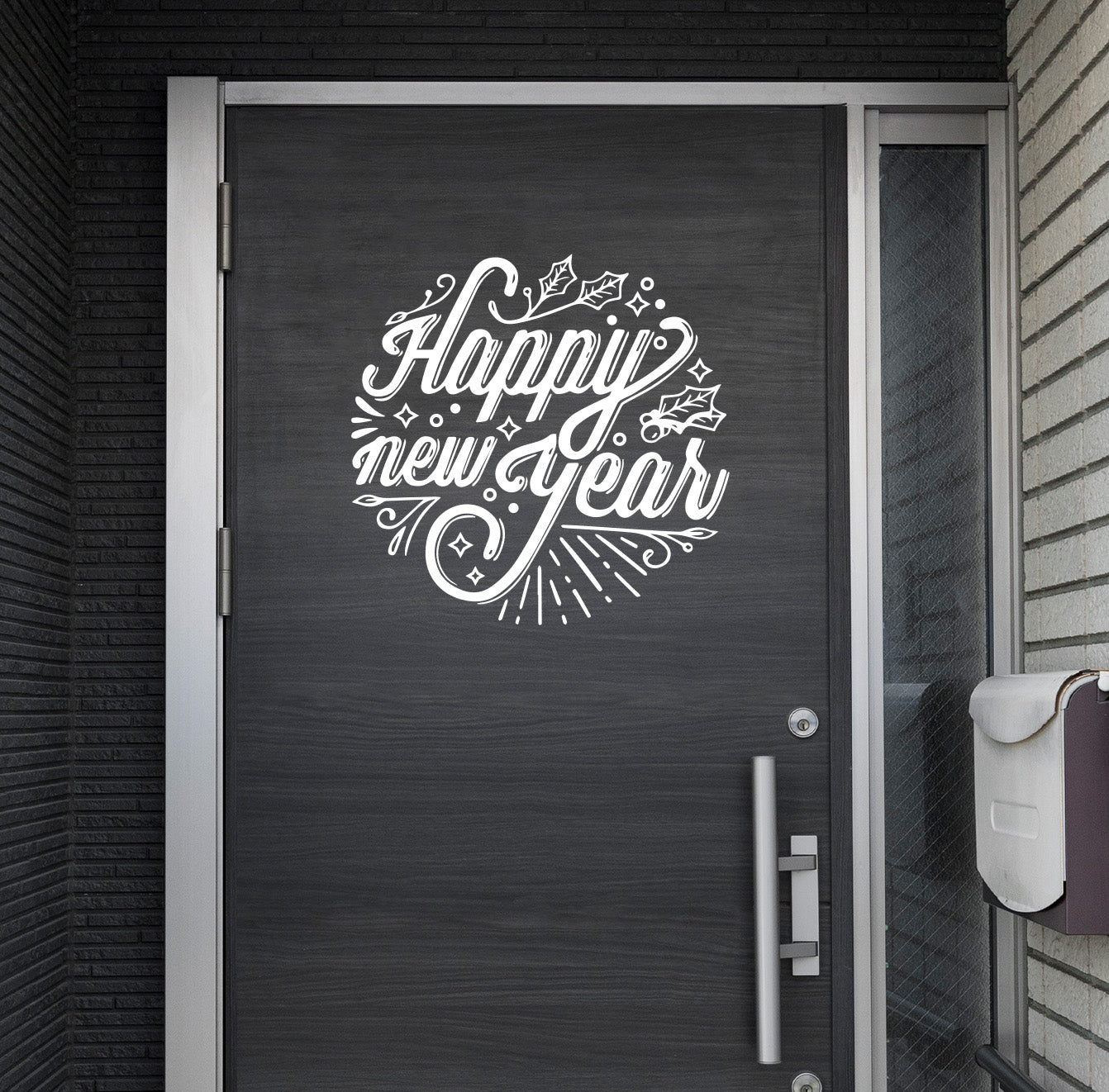 Vinyl Wall Art Decal - Happy New Year - 21.6" x 22" - Christmas Holiday Seasonal Sticker - Home Apartment Wall Door Window Work Decor Decals